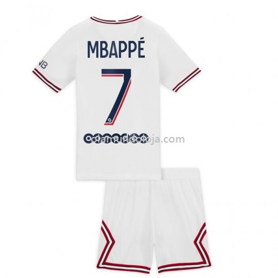 Camisola Paris Saint-Germain Kylian Mbappe 7 Criança Equipamento Quarto 2021-2022 Manga Corta